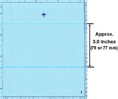 Horizontal lines repeating about every 3.0 inches (76 or 77 mm)