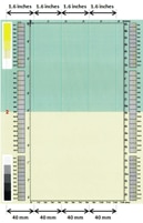 Sharp banding repeating every 1.6 inches (40mm) in green portion