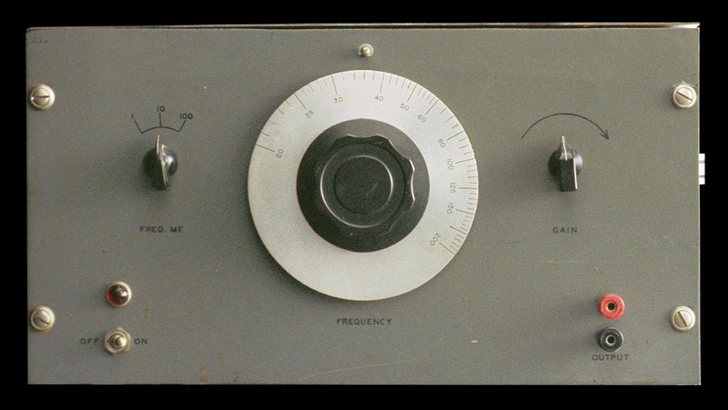 Bill Hewlett's Prototype Resistance-Capacity Oscillator - front view.
