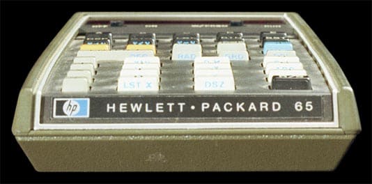 Hewlett-Packard programmable pocket calculator - front view.