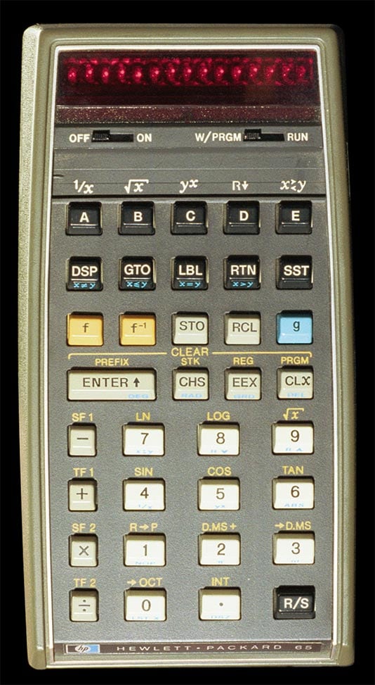 Hewlett-Packard programmable pocket calculator - top view.