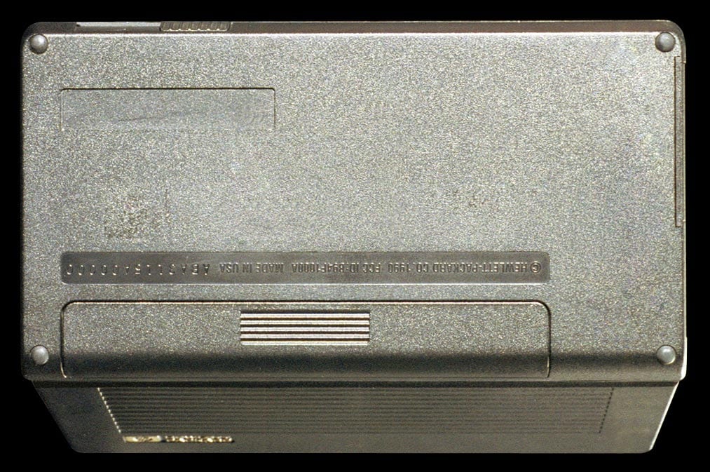 Hewlett-Packard 95LX computer - bottom view.