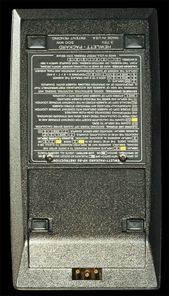 Hewlett-Packard-80 business pocket calculator - bottom view.