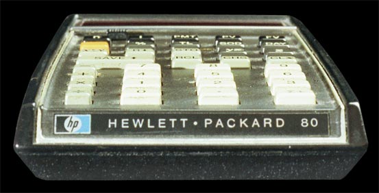 Hewlett-Packard-80 business pocket calculator - front view.