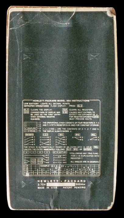 Abacus Hewlett-Packard-35 - bottom view.