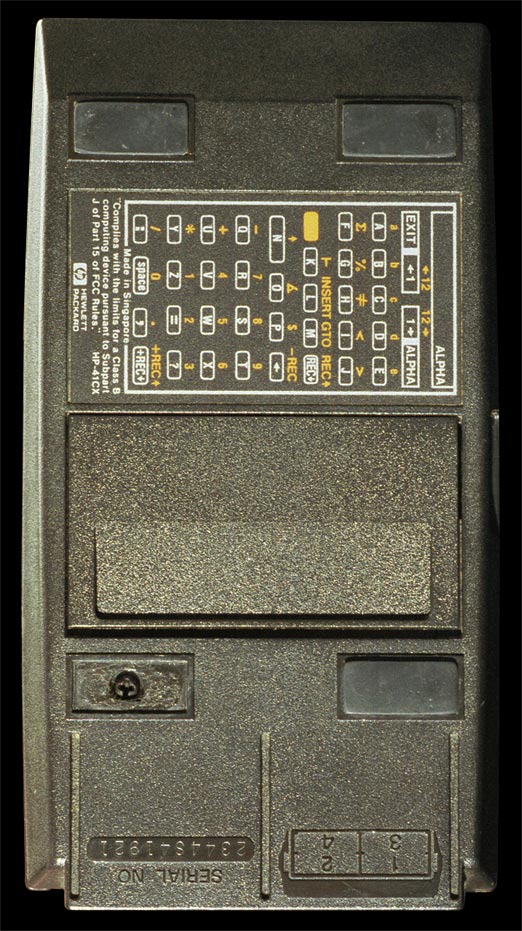 Hewlett-Packard-41CX alphanumeric handheld computer - bottom view.