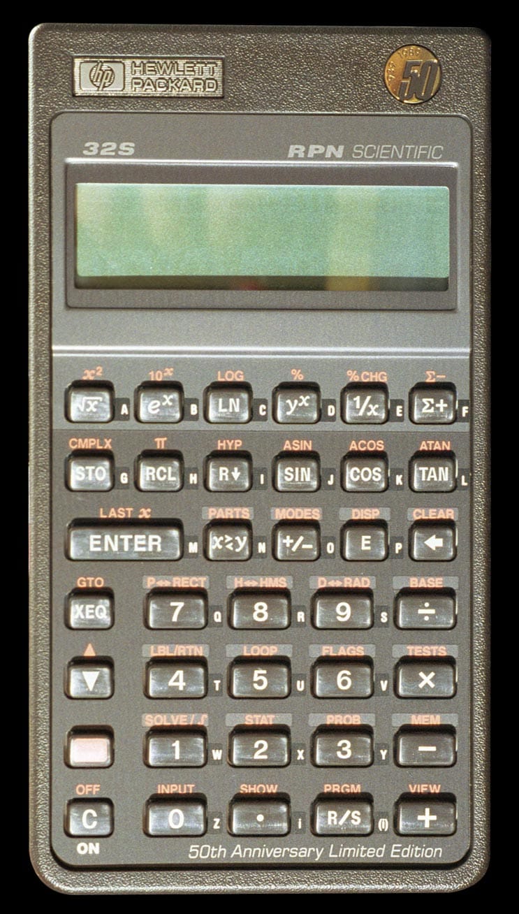 Hewlett-Packard-32S RPN Scientific Calculator - top view.