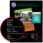 HP paper with paper size, finish, and weight circled