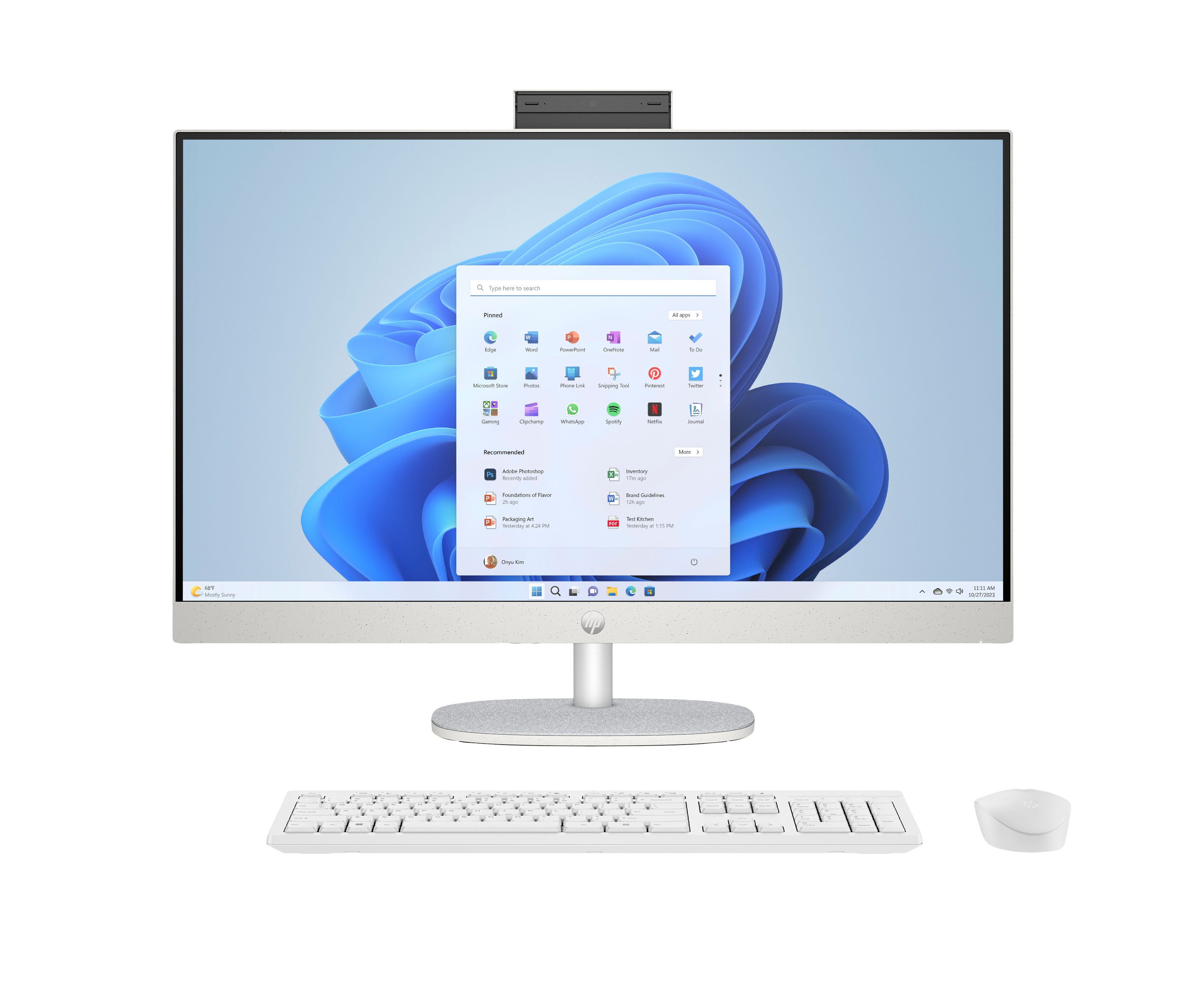 HP 27" PC Tout-en-un - 27-ct2100nb - Shell White - Hauteur réglable - Webcam FHD avec IR | CJ9Y3EA#UUG | Tout-en-un