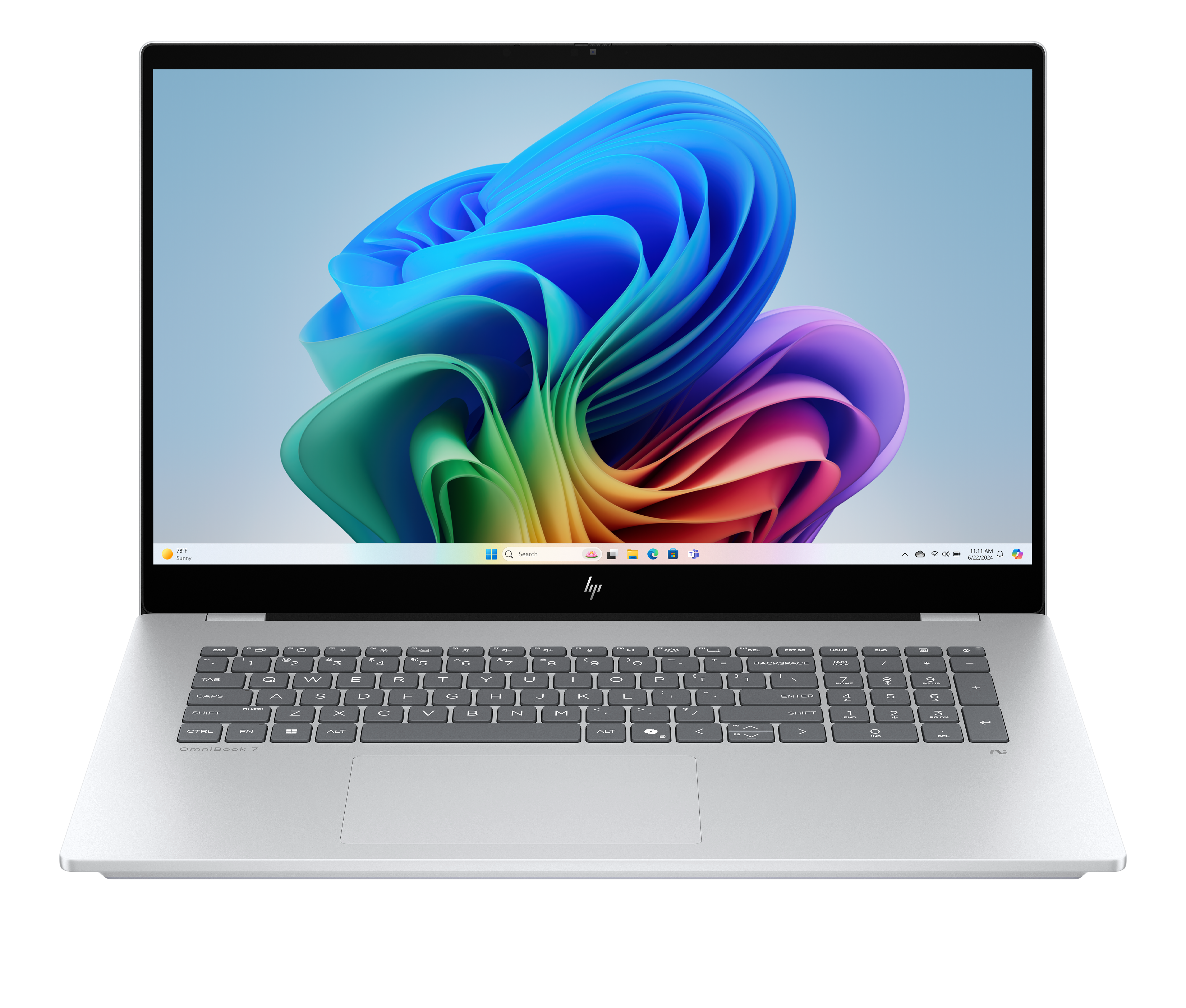 HP OmniBook 7 17" Next Gen AI PC portable - 17-dc0005nb - Glacier Silver - Écran tactile - Clavier Azerty avec rétroéclairage | BD1H5EA#UUG | Notebook | Center facing