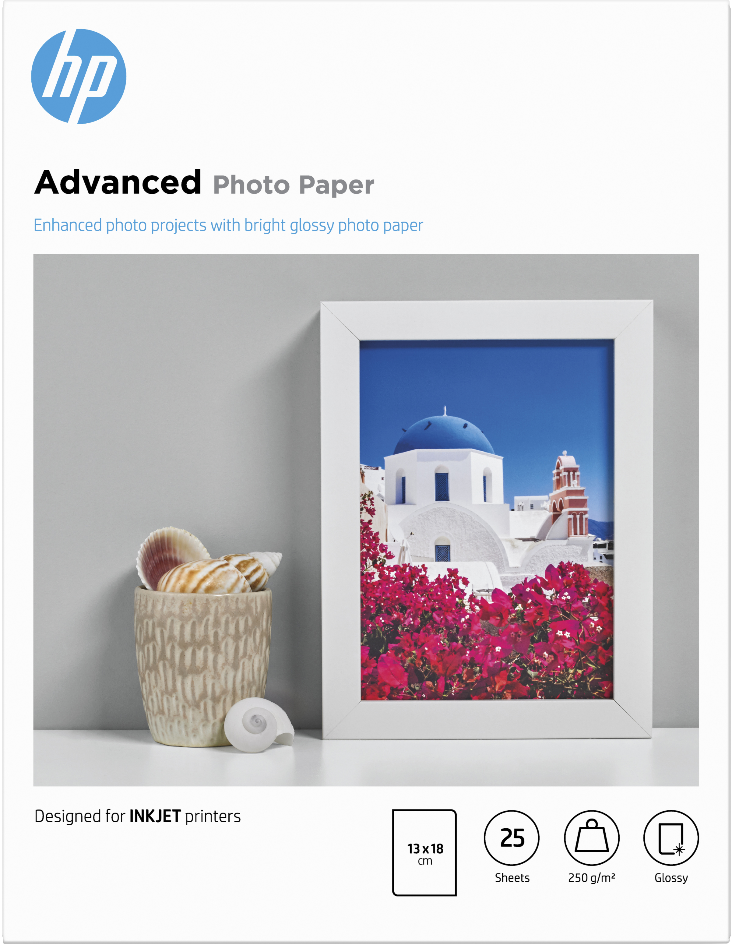 Papier photo HP Advanced, brillant, 250 g/m2, 13 x 18 cm (127 x 178 mm), 25 feuilles - Q8696A#