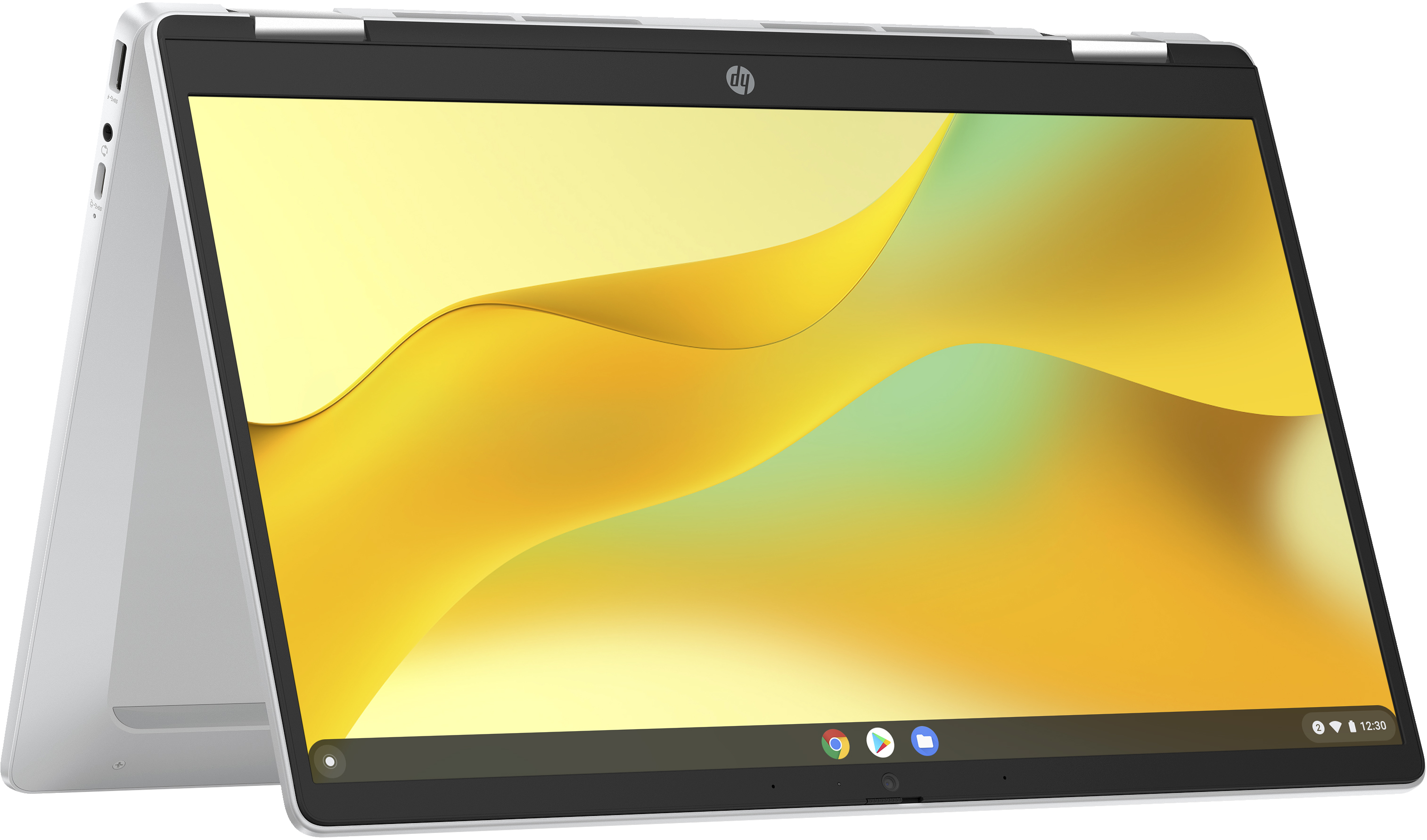HP Chromebook 14'' 2-in-1 Laptop - 14b-cd0005nb - Glacier Silver - Azerty toetsenbord met verlichting  | A3FD9EA#UUG | 2-in-1 Laptop | Right rear facing