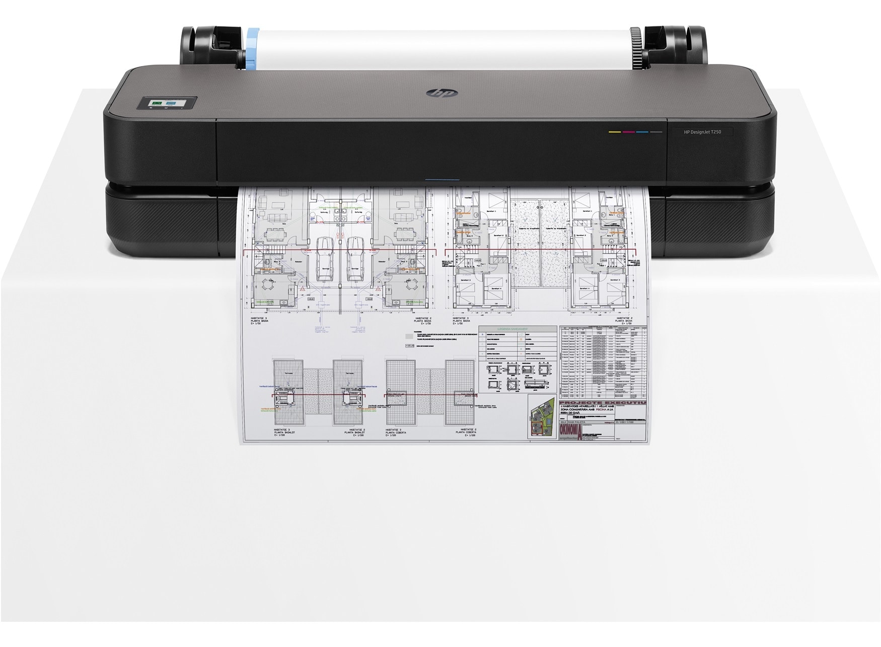 Image of HP Designjet T250 Large Format Compact Wireless Plotter Printer - 24" with 2-year Warranty (5HB06H)