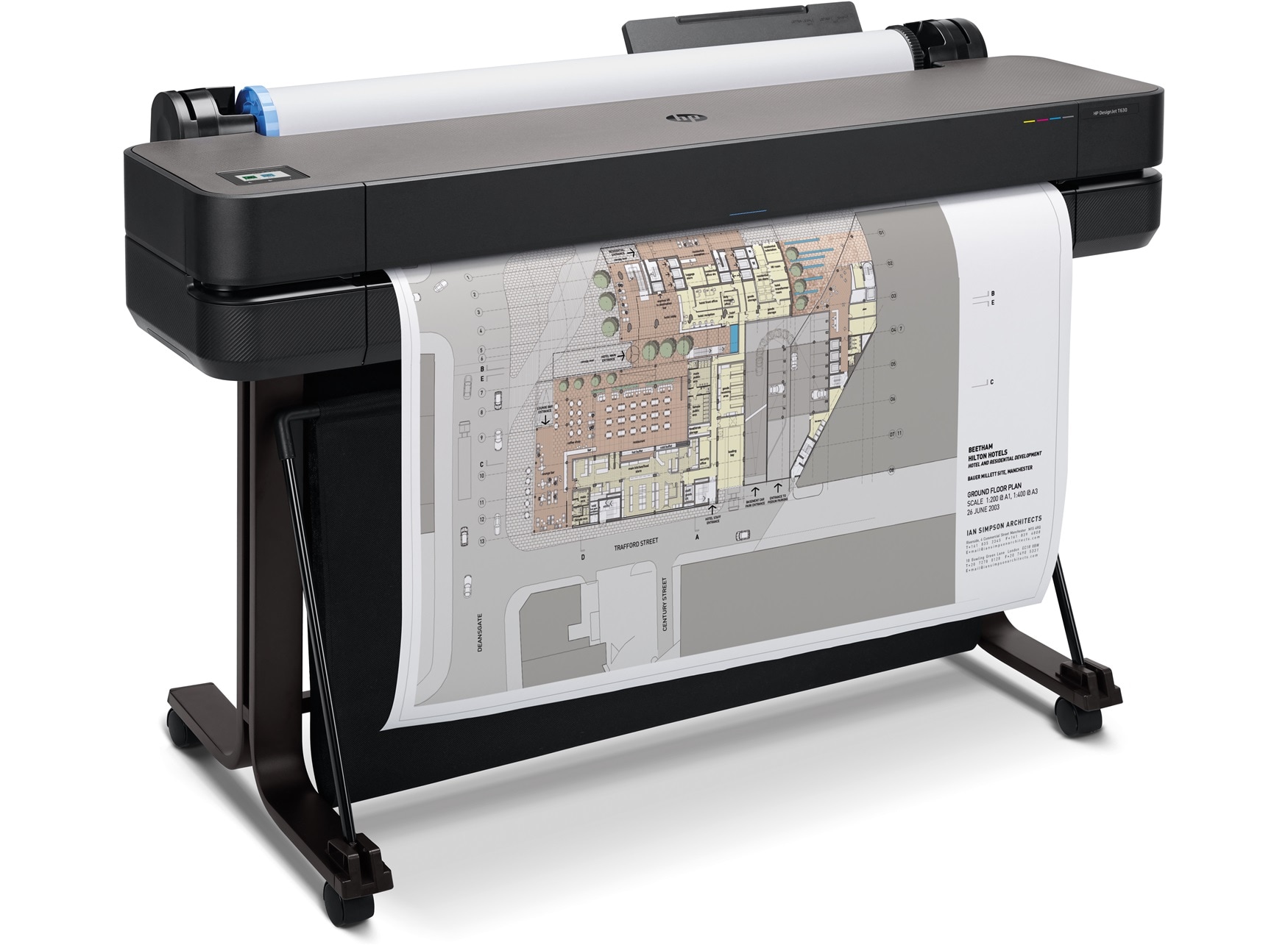 Image of HP Designjet T630 Large Format Wireless Plotter Printer - 36" with Auto Sheet Feeder & Stand (5HB11A)