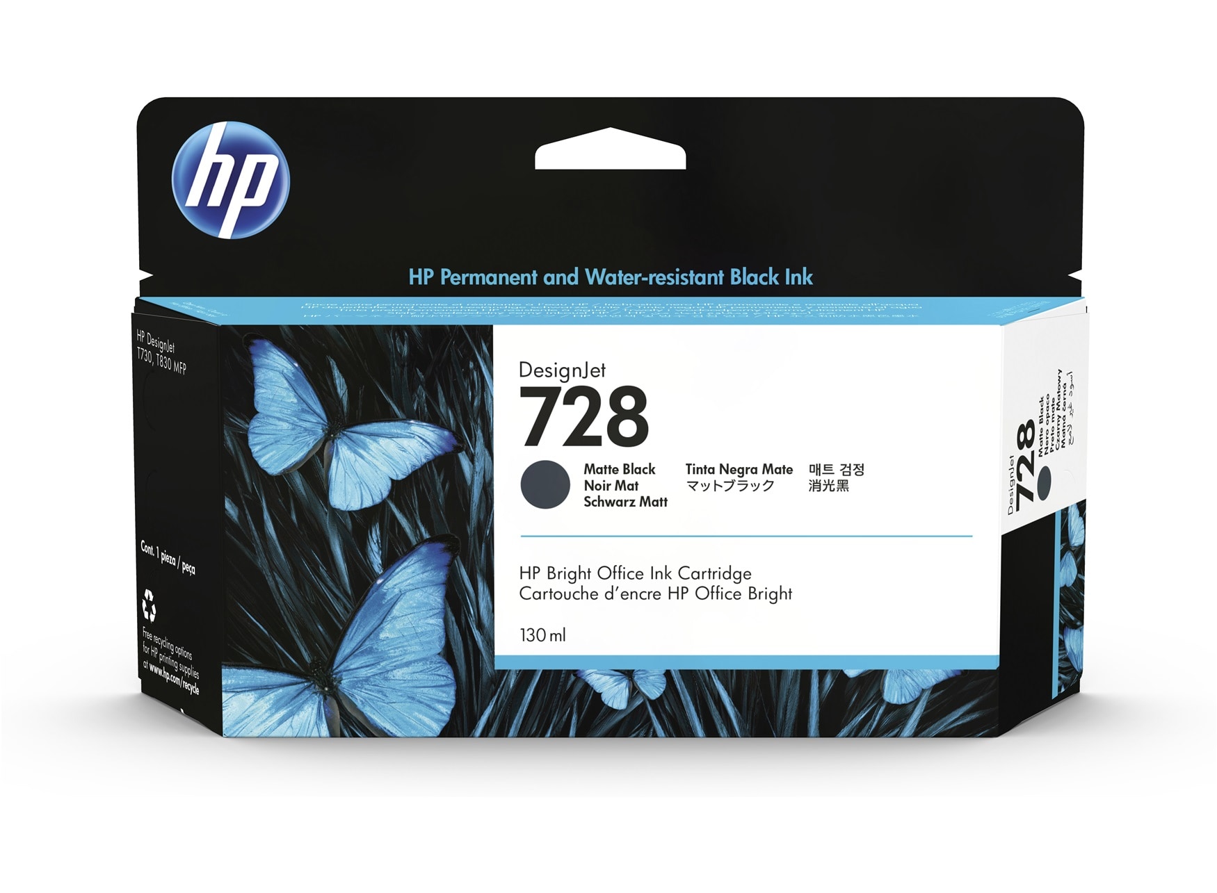 Image of HP 728 130-ml Matte Black DesignJet Ink Cartridge