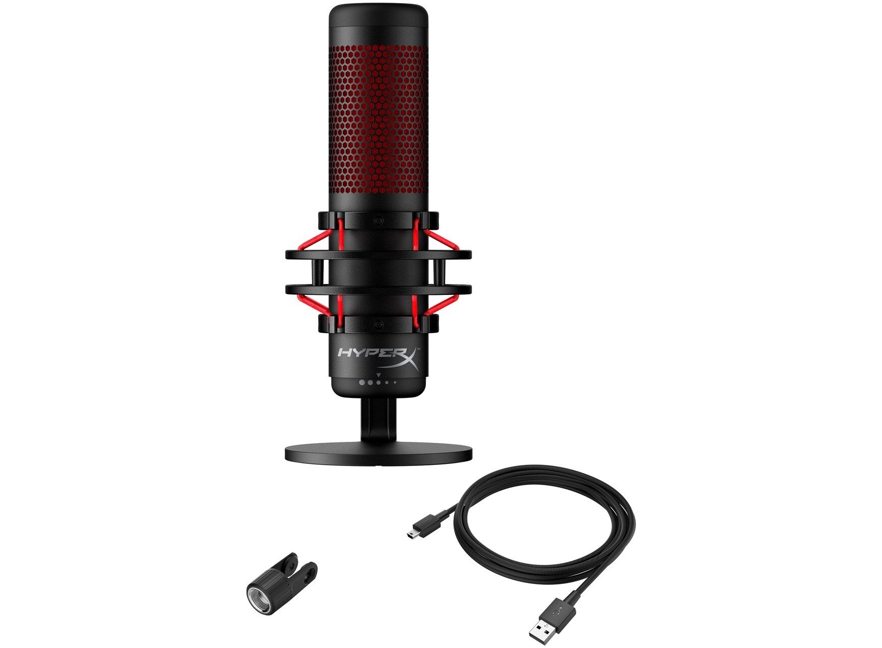 HyperX QuadCast - USB Microphone (Black-Red) - Red Lighting - HP