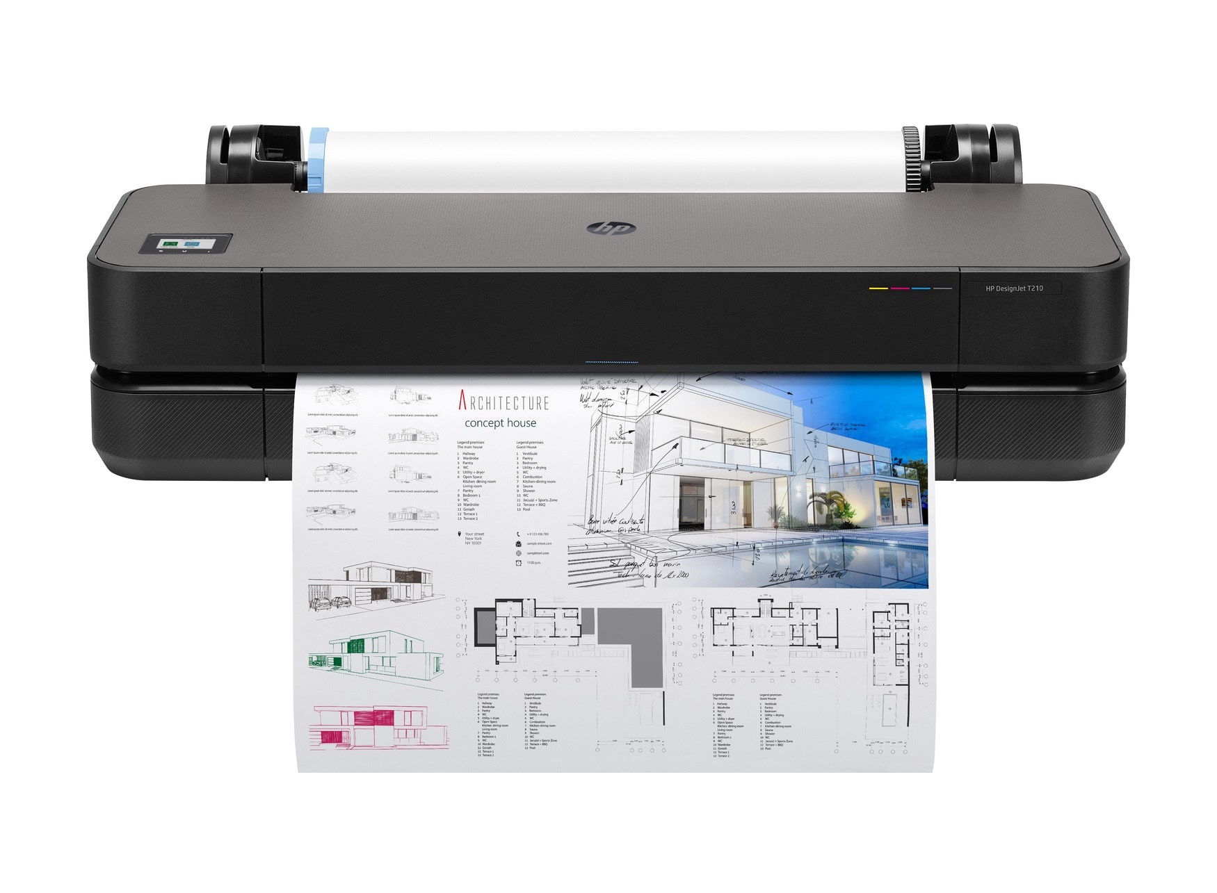 Image of HP DesignJet T210 Large Format Wireless Plotter Printer - 24" (8AG32A)