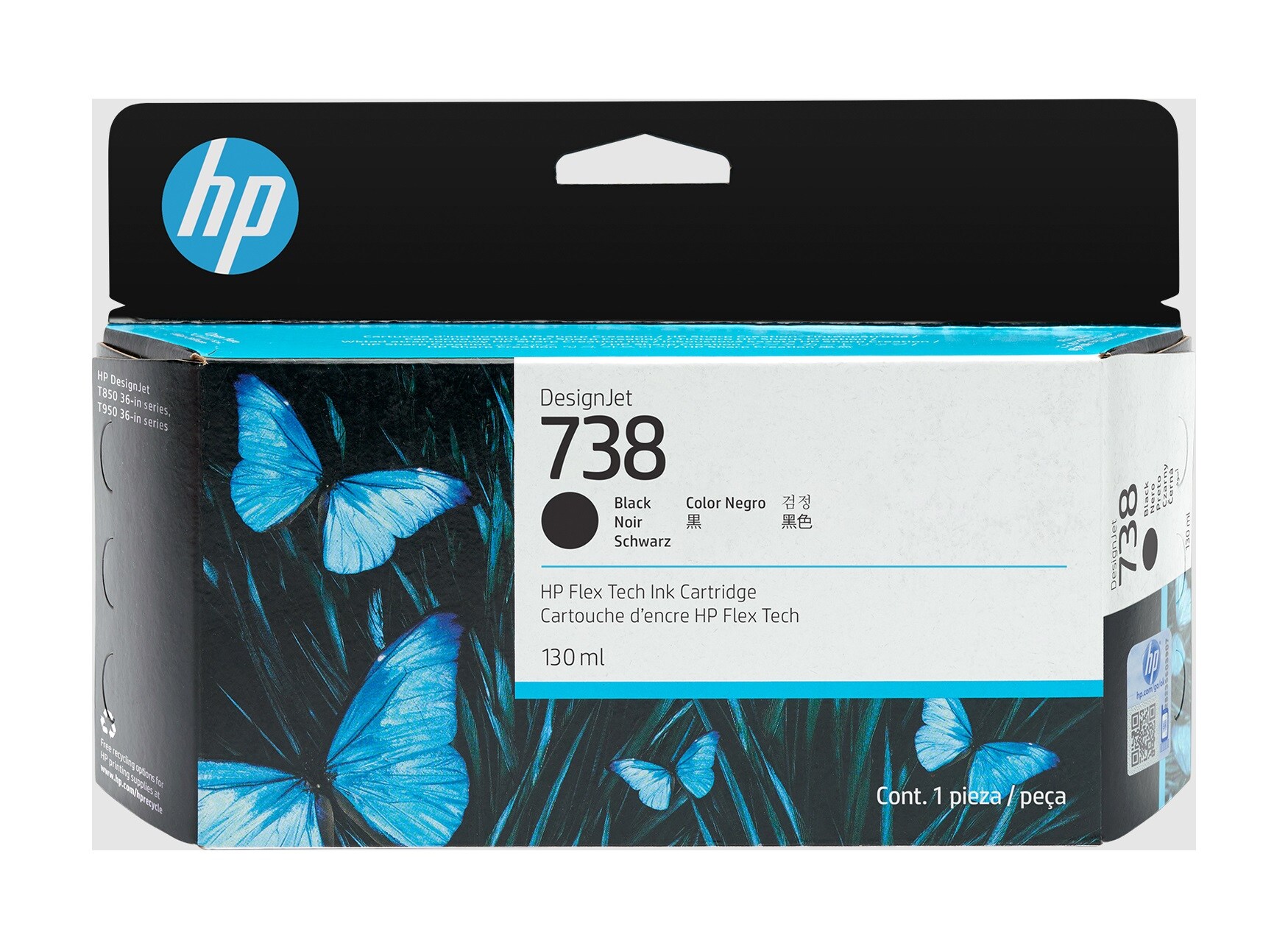 Image of HP 738 130-ml Black DesignJet Ink Cartridge