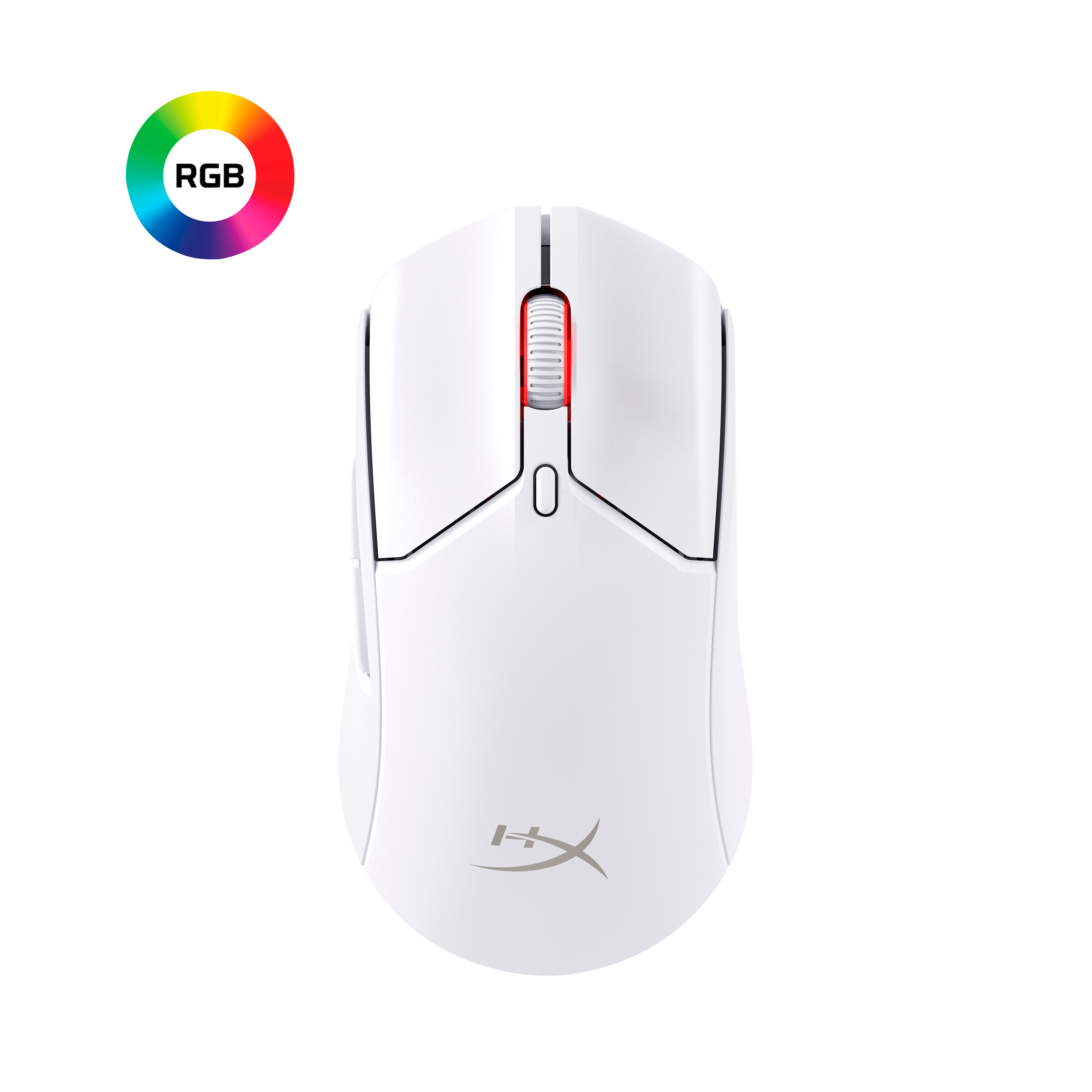 HyperX Pulsefire Haste 2 – Wireless Gaming Mouse (White) | 6N0A9AA# | Top view closed