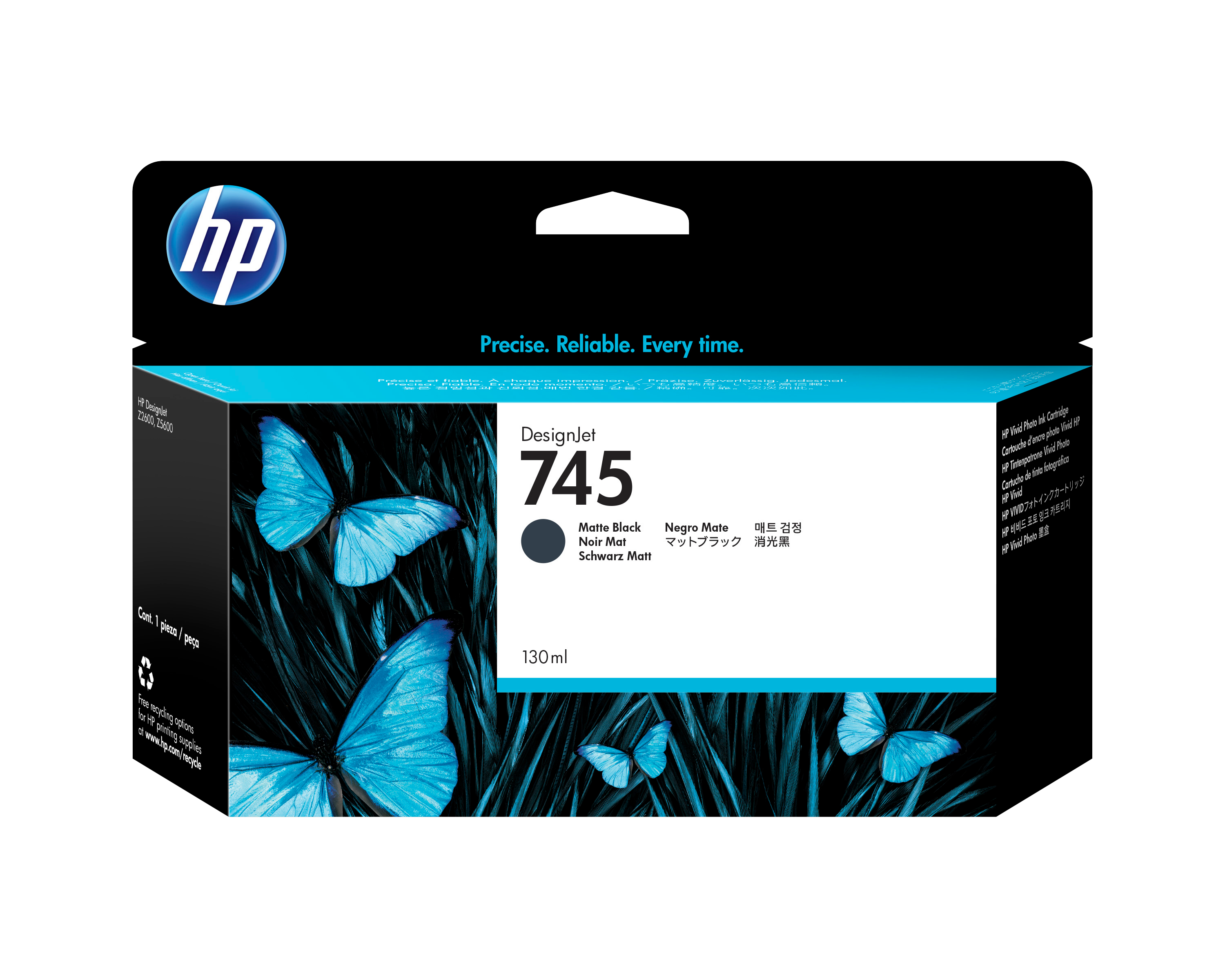 HP 745 Cartouche d’encre DesignJet noir mat 130 ml | F9J99A# | Center facing