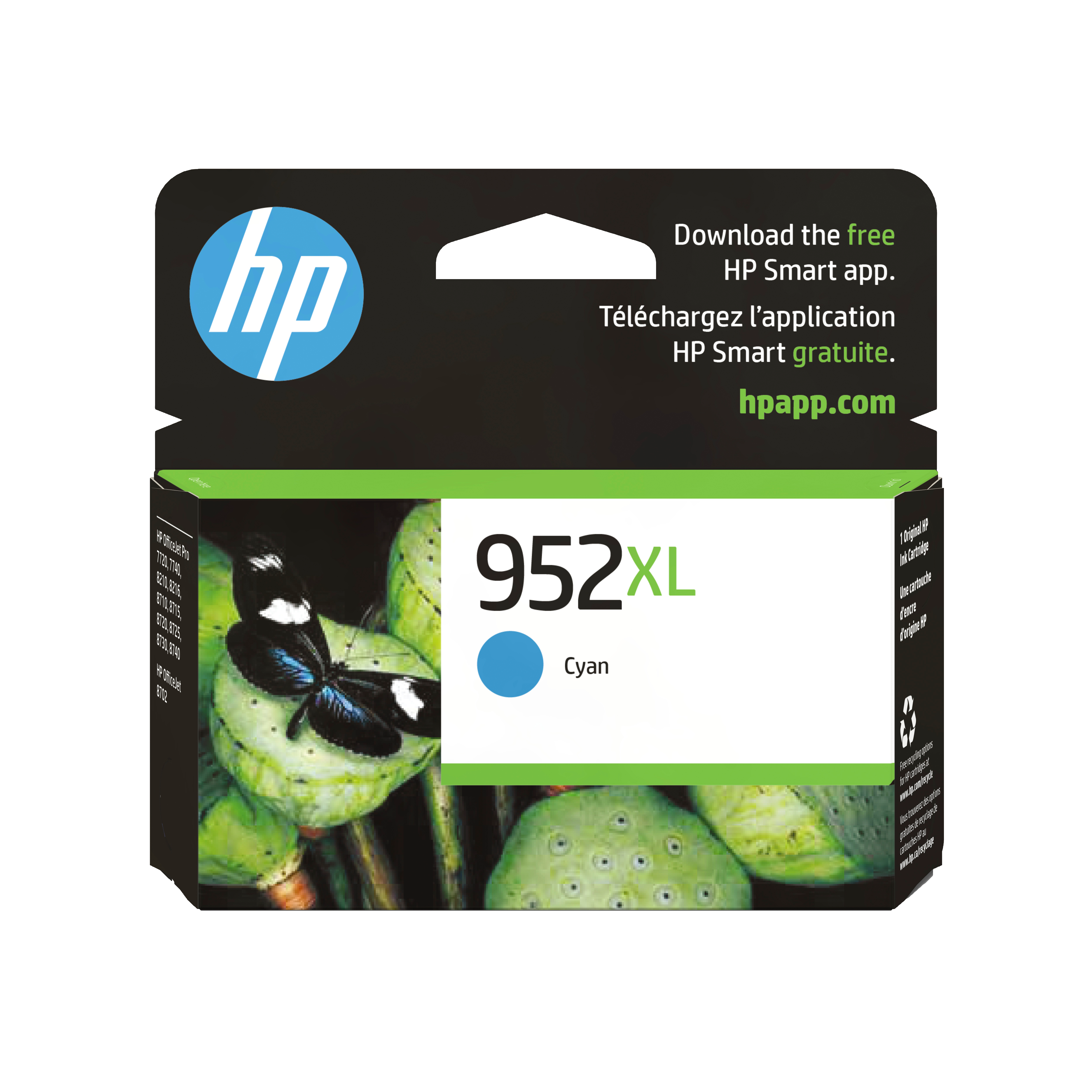 HP 952XL Cartouche d’encre cyan haut rendement originale | L0S61AN#140 | Center facing