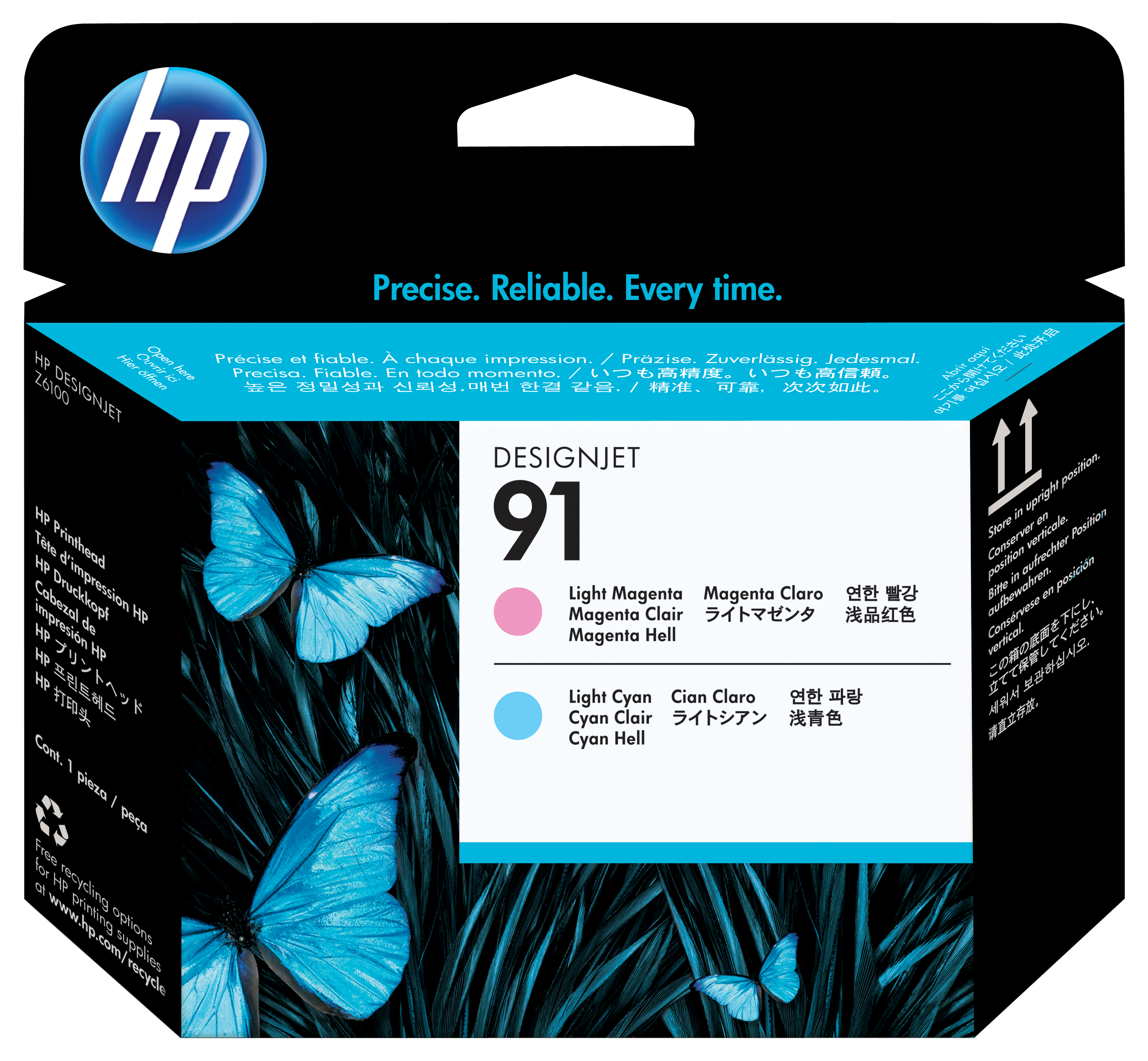 HP 91 DesignJet tête d'impression magenta clair et cyan clair | C9462A# | Center facing