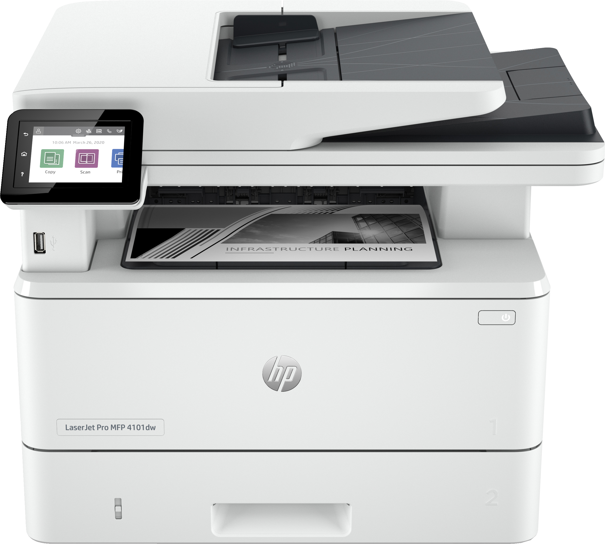 HP LaserJet Pro 4101dw Imprimante multifonction laser noir et blanc sans fil | 2Z620F#BGJ | Center facing