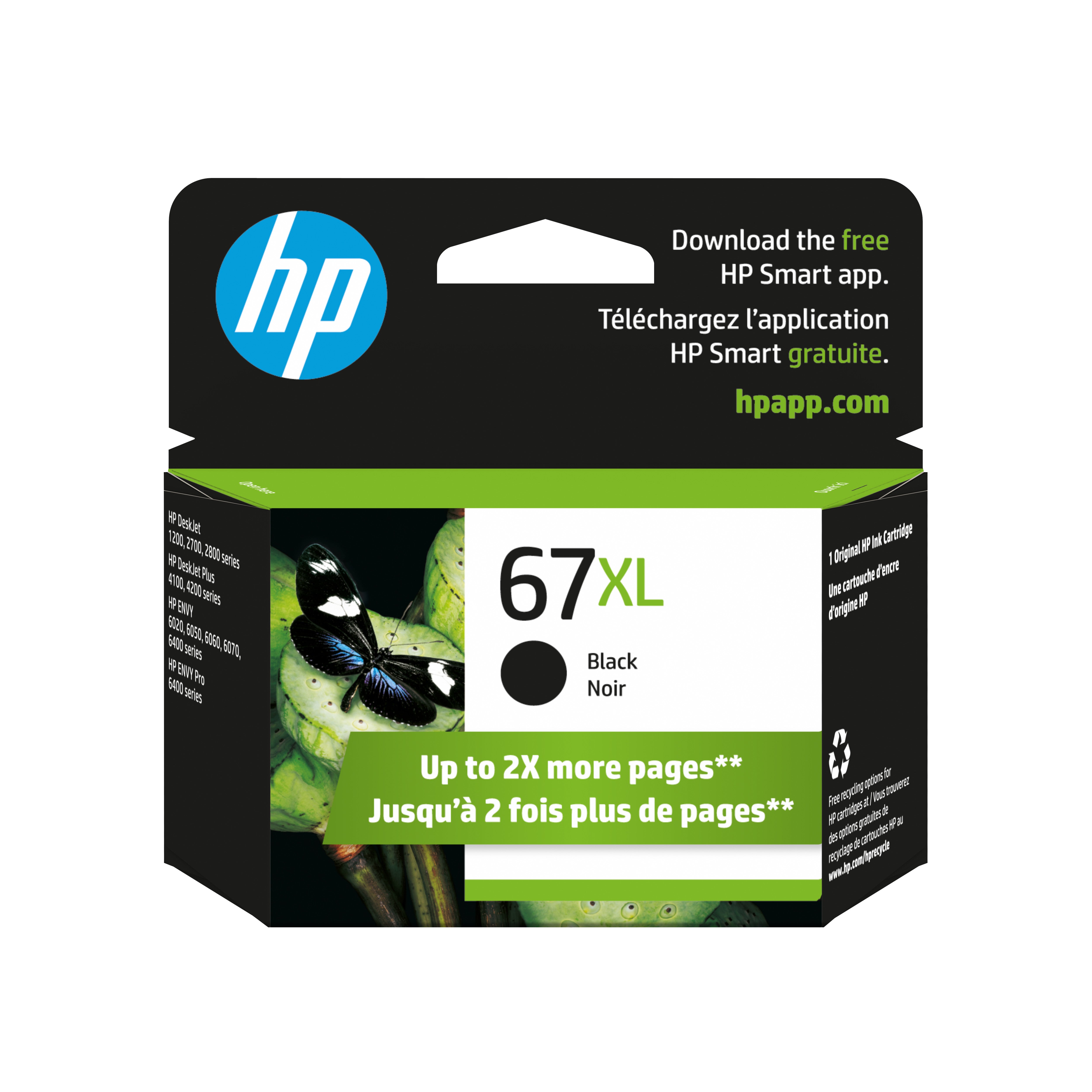 HP 67XL Cartouche d’encre noir haut rendement originale | 3YM57AN#140