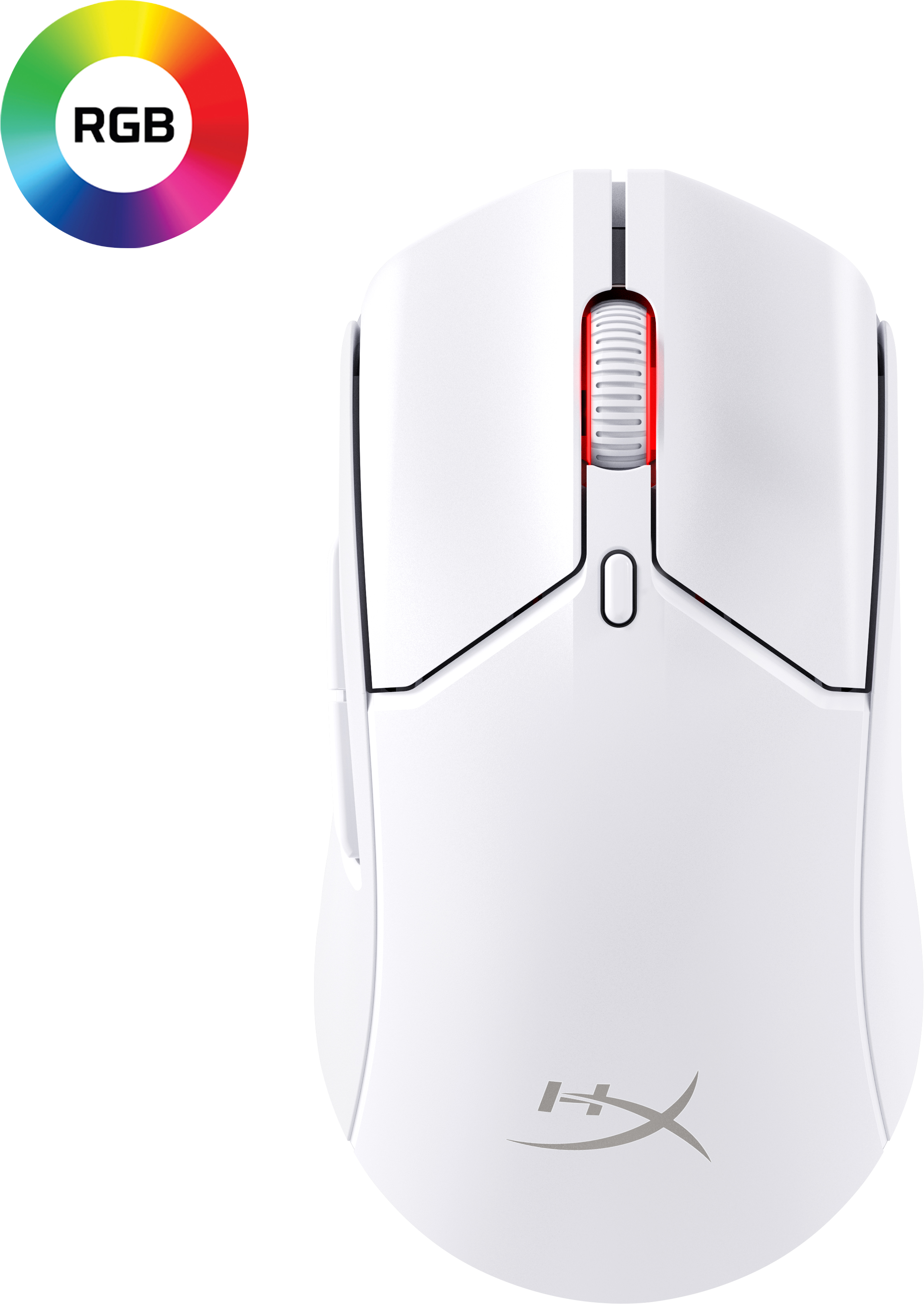 HyperX Pulsefire Haste 2 - Wireless Gaming Mouse (White) | 6N0A9AA# | Top view closed