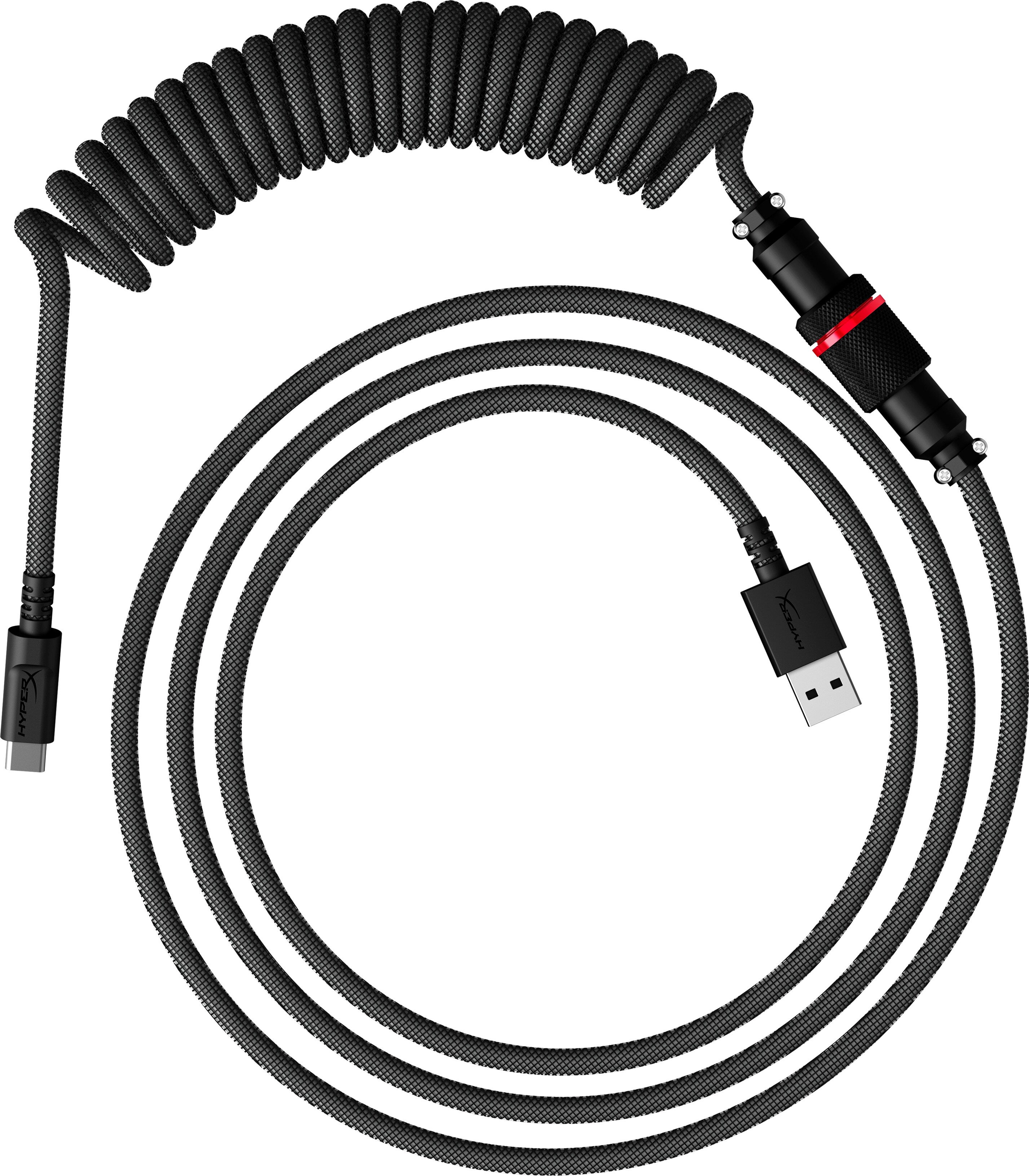 HyperX USB-C Coiled Cable Gray-Black | 6J679AA# | Center facing