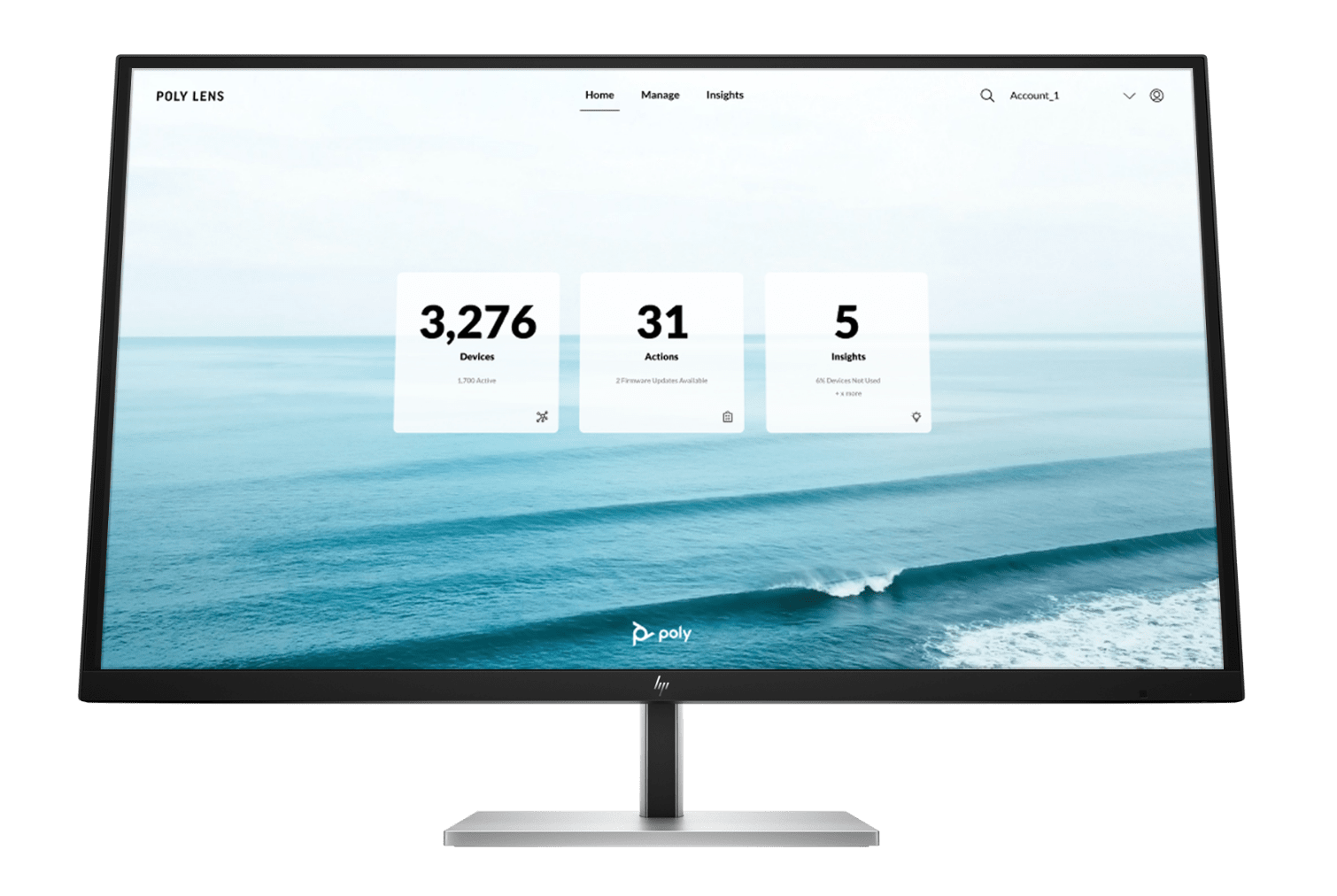 Monitor showing the Poly Lens UI onscreen