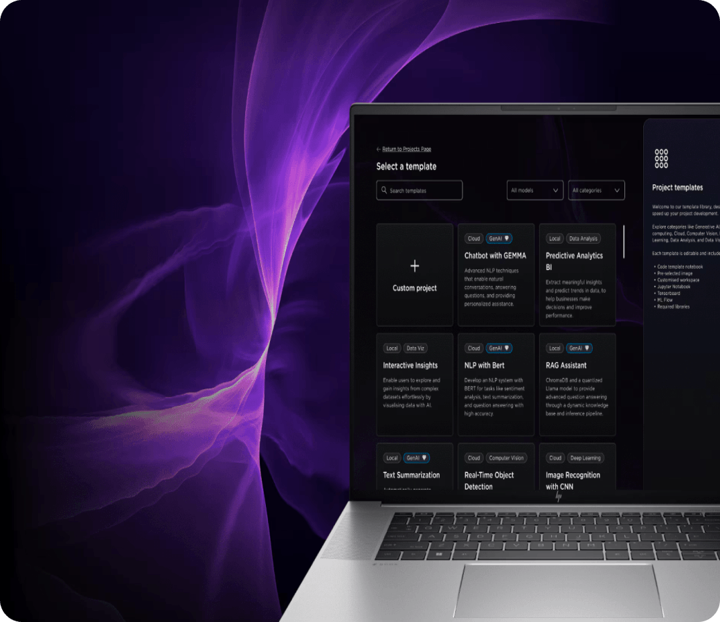 PC AI HP yang menggambarkan alat cerdas yang diciptakan untuk mendukung pekerjaan modern dengan dukungan AI.