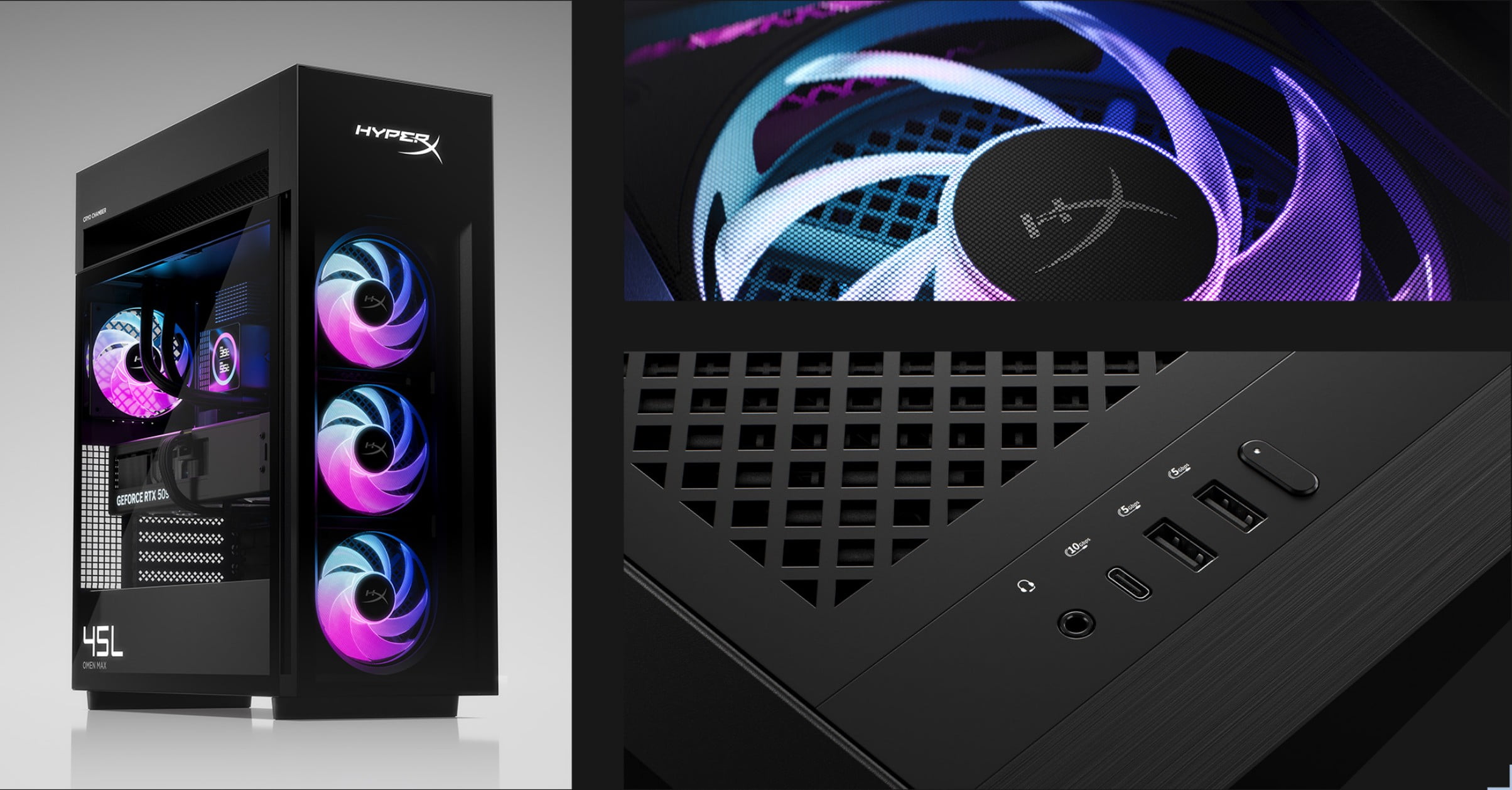 HYPERX OMEN MAX 45L WITH RGB LIGHTING AND PORTS