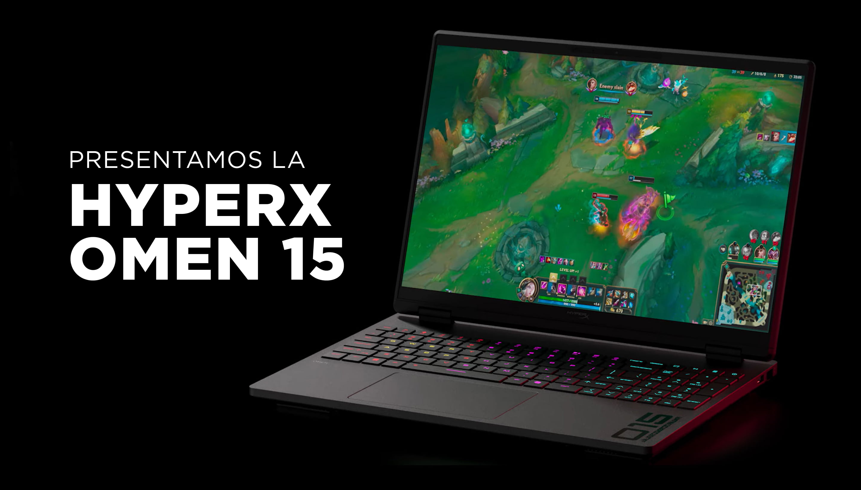 Una laptop HyperX Omen 15 corriendo el juego de League of Legends