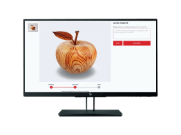 Monitor with HP 3d print professional services image onscreen