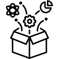 Open box icon with creative symbols representing brand benefit.