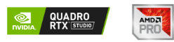 NVIDIA Quadro RTX-Logo und AMD Pro-Badge