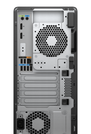 HP Z2 G8 Tower back left view showing ports