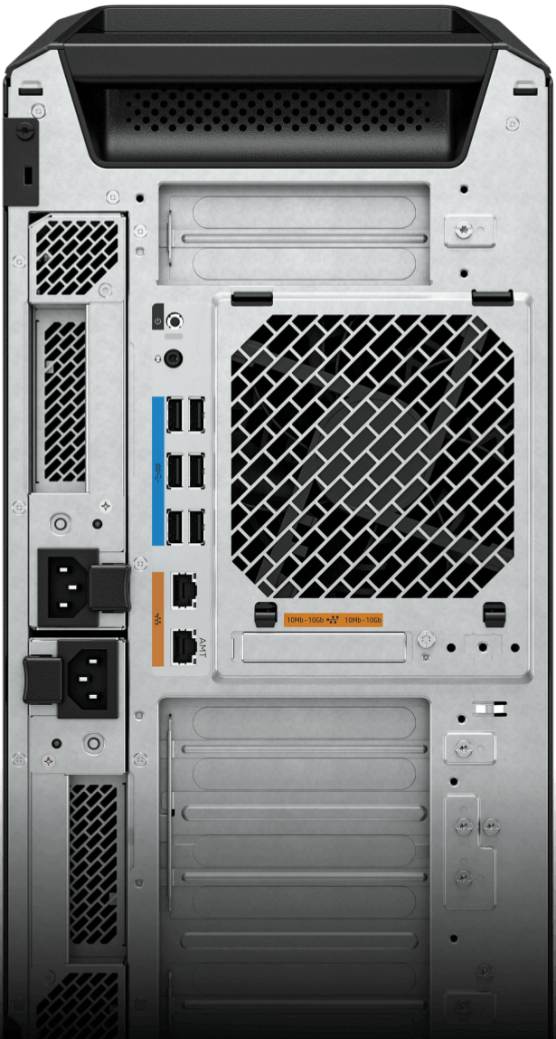 Vue arrière de la station de travail Z8 Fury montrant les ports disponibles