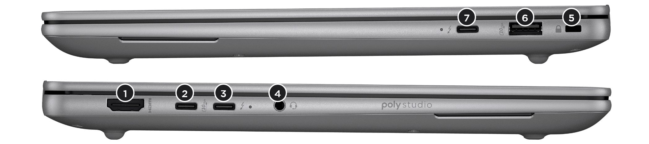 ZBook Ultra side views showing available ports.