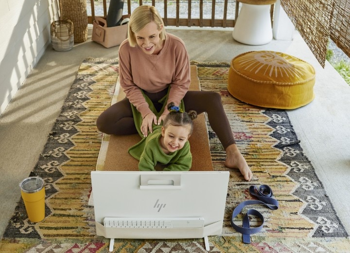HP Spectre Fold used as desktop with colorful screen