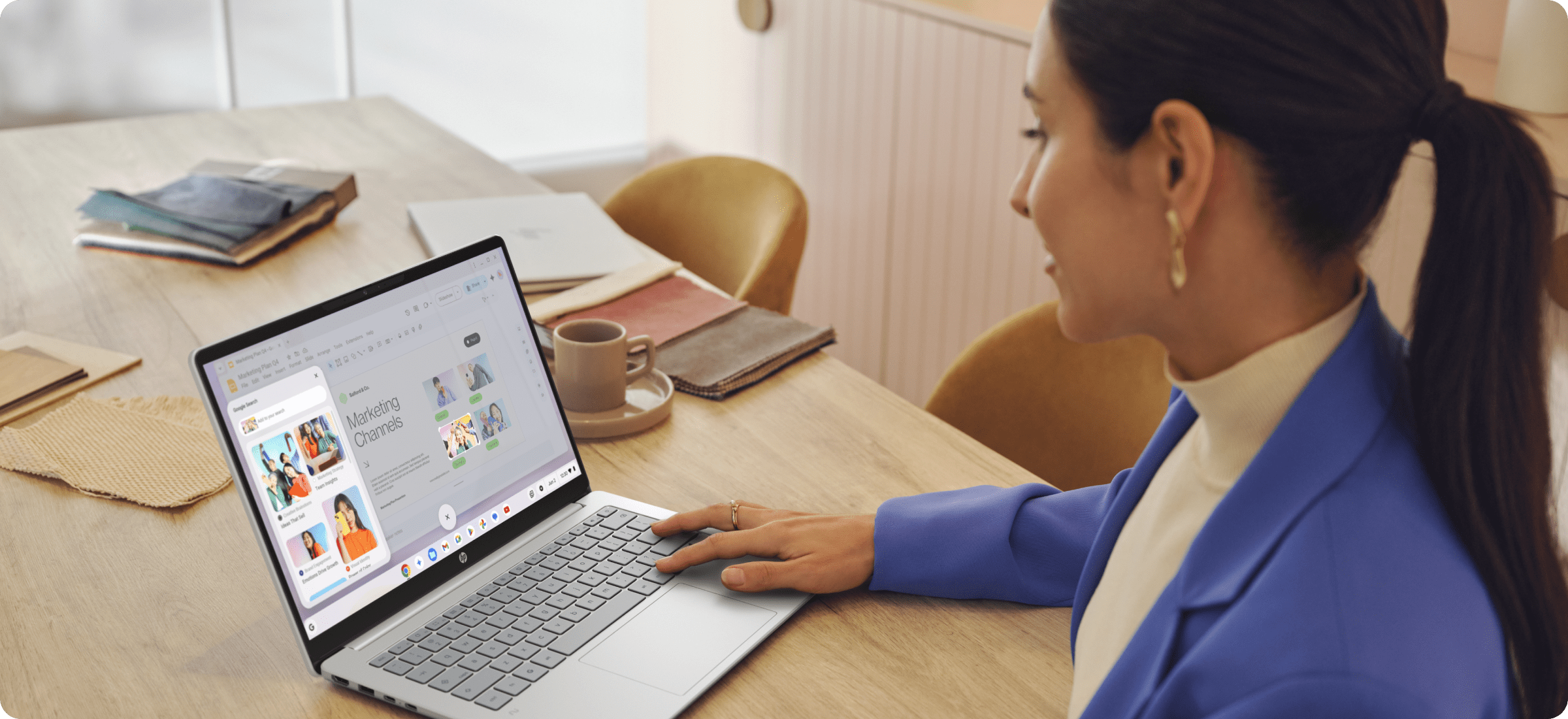 HP Chromebook displayed in a real‑world setting, enabling focused work and easy collaboration.