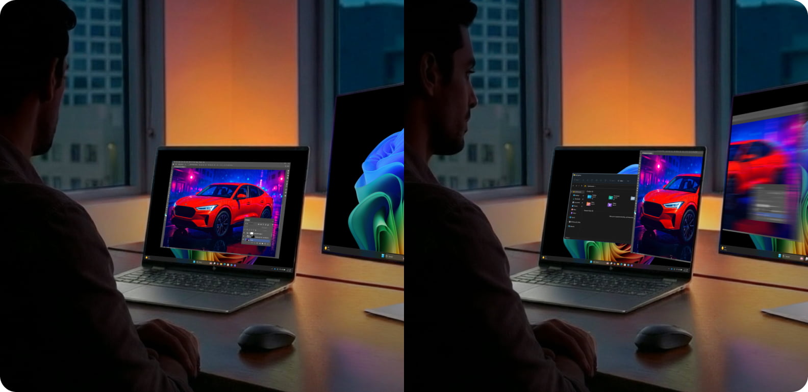 Desktop view showing a car design on the screen