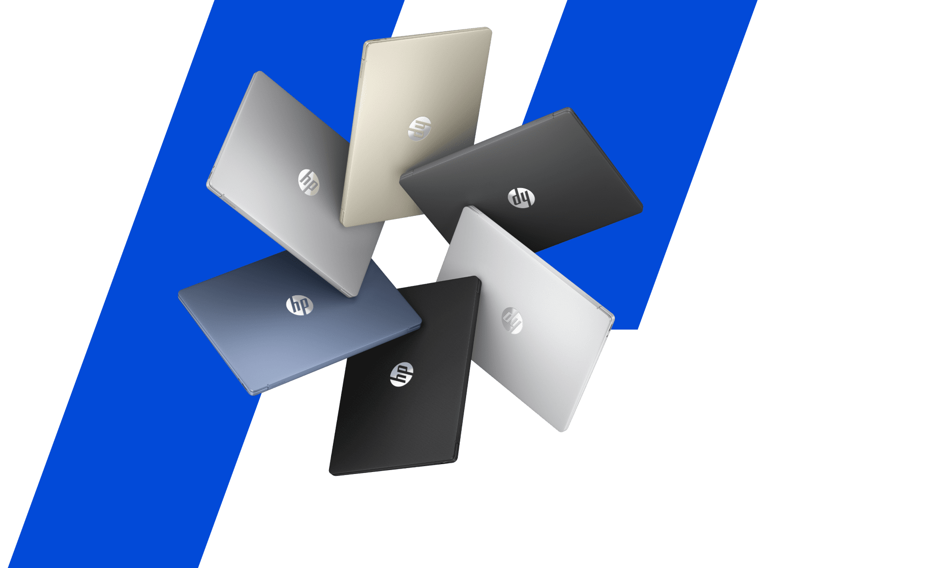 HP OmniBook 3 laptops in a range of finishes displayed together, emphasizing personalization and mobility for your best work.
