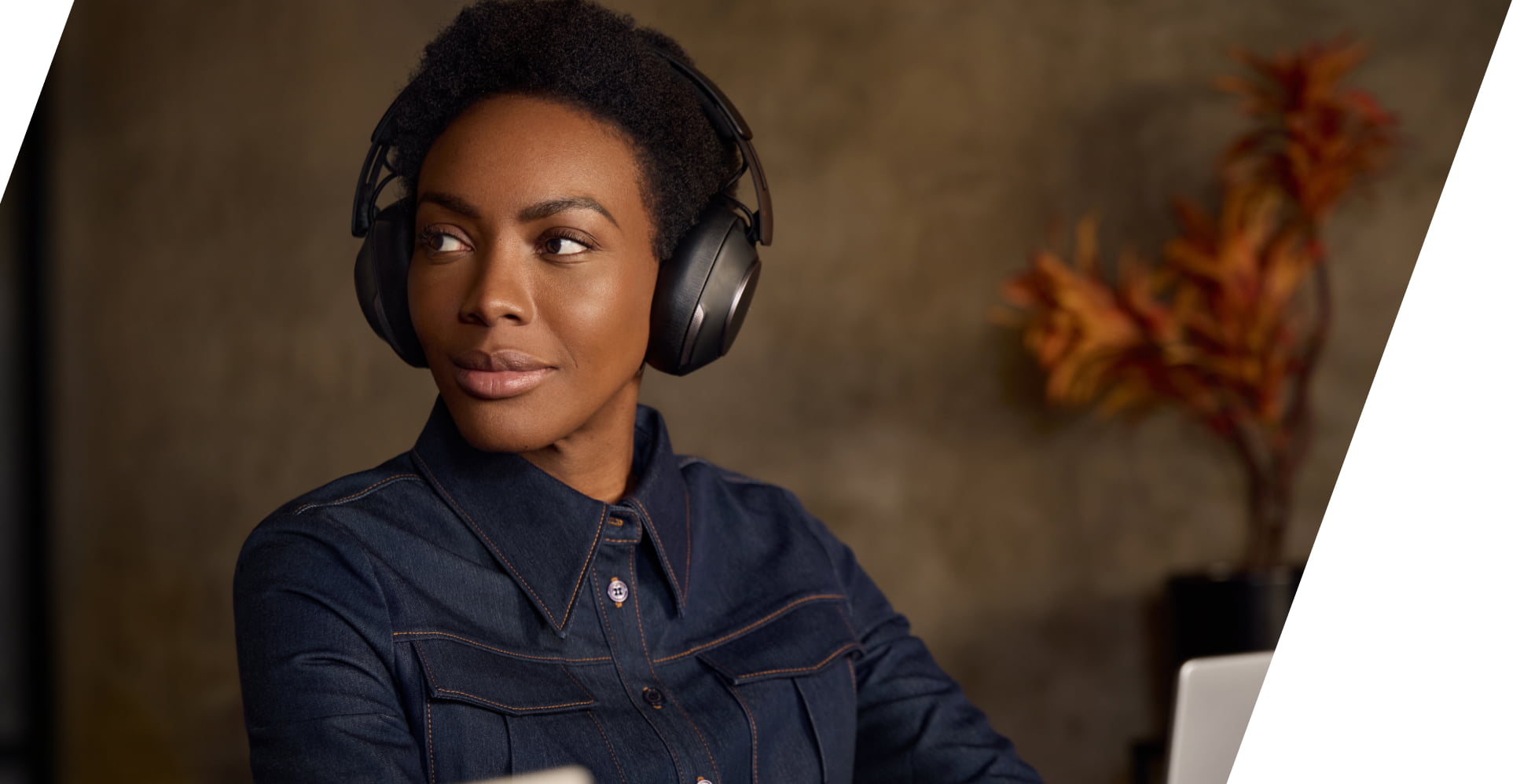 Professional wearing an HP Poly Bluetooth headset