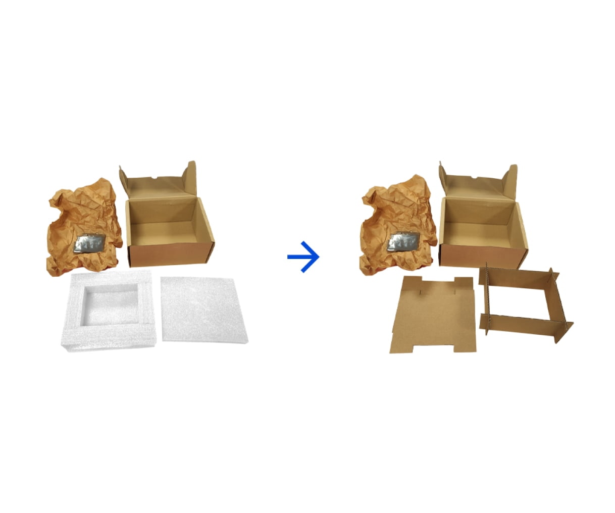 Comparison of two types of packaging showcasing commitment to plastic reduction