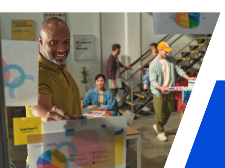 Small business team collaborating on digital transformation strategy