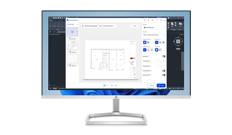 Computer screen displaying HP Click print solution