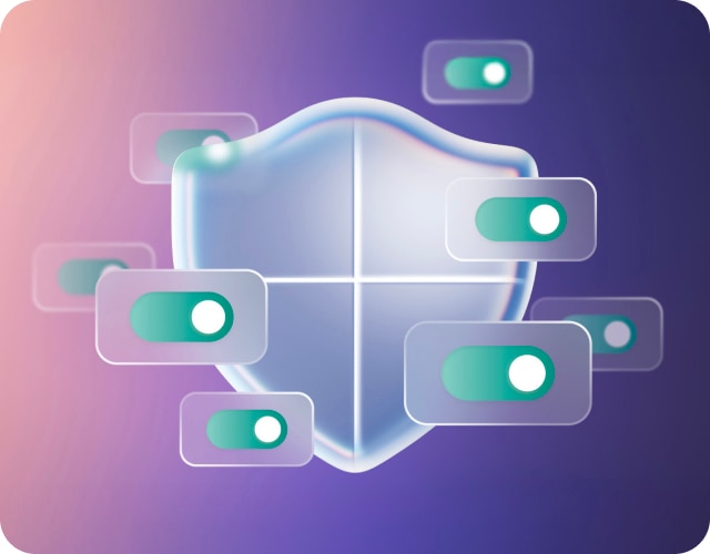 互连节点的抽象图形，象征着数据安全和 IT 控制。