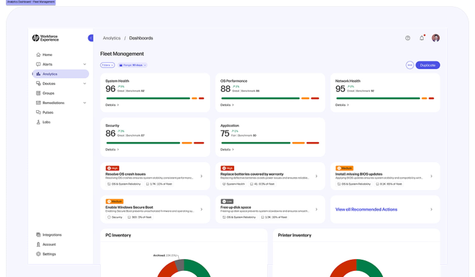 Workforce Experience Platform fleet management screen